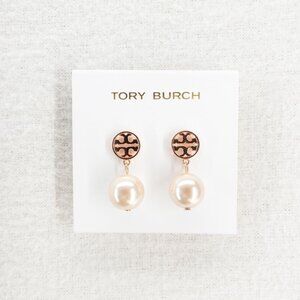 Tory Burch Miller Pearl Drop Earrings Rose Gold OS